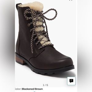 SOREL Emelie Genuine Shearling Short Lace-Up Boot (Women)